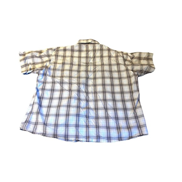 Wrangler Wrancher Pearl Snap Shirt Mens XL Brown/White Plaid Short Sleeve - Picture 2 of 6